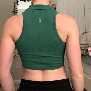 Green Ribbed Halter Top